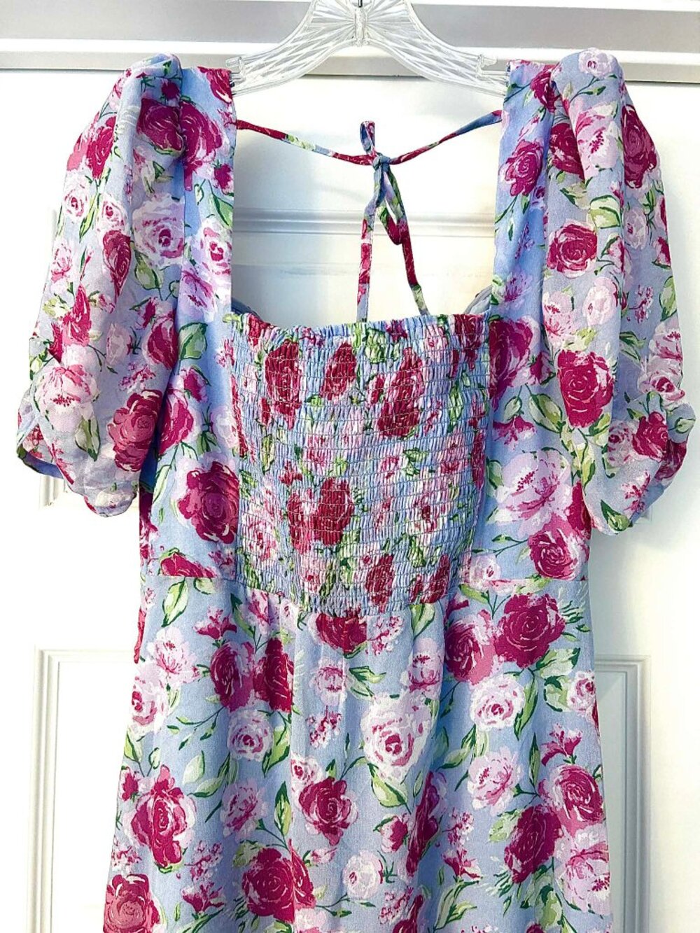 New ASTR The Label Bustier Floral Chiffon Midi Dress Blue Multi M - Picture 7 of 10